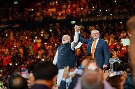 Australian pm Anthony Albany is an Indian pm Narendra Modi at the Sydney Indian diasporic event